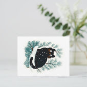 クリスマスツリーの黒猫かわいい ポストカード (スタンド正面)