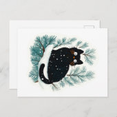 クリスマスツリーの黒猫かわいい ポストカード (正面/裏面)