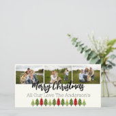 クリスマスツリーの3枚写真コラージュ シーズンカード (スタンド正面)