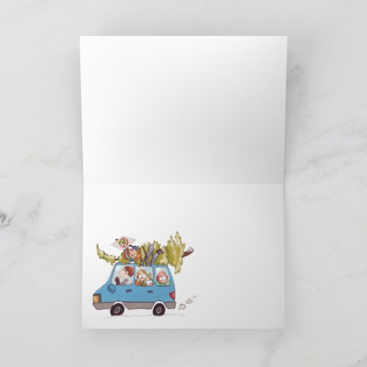 クリスマスツリーのHuggerの休日カード シーズンカード (内部)