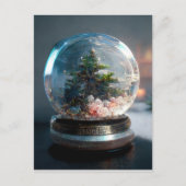 クリスマスツリーはがき付きのスノーグローブ ポストカード (正面)
