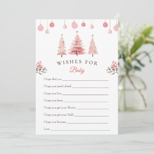 クリスマスツリーはベビーの赤ちゃんシャワーカードを願う 招待状 (スタンド正面)