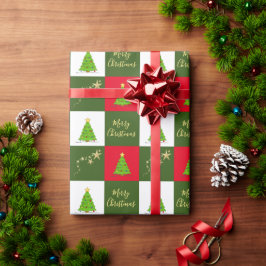 クリスマスツリーはメリークリスマススクリプトをスター ラッピングペーパー