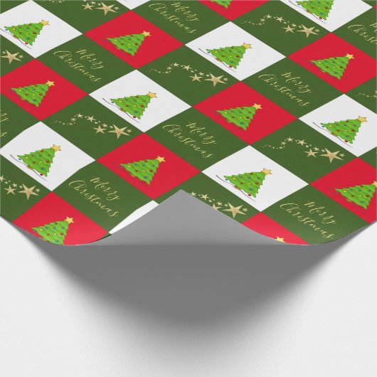 クリスマスツリーはメリークリスマススクリプトをスター ラッピングペーパー (角)
