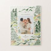 クリスマスツリーは休日の家族の写真を描く ジグソーパズル (縦)