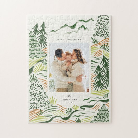 クリスマスツリーは休日の家族の写真を描く ジグソーパズル (縦)