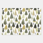 クリスマスツリーは茶色と緑 ラッピングペーパーシート (正面3)