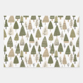 クリスマスツリーは茶色と緑 ラッピングペーパーシート (正面)