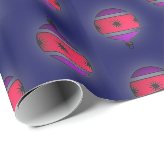 クリスマスツリーは青のピンクの紫色を飾ります ラッピングペーパー (ロールコーナー)