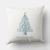 クリスマスツリーは青緑の白を主演します クッション (裏面)