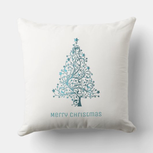 クリスマスツリーは青緑の白を主演します クッション (裏面)