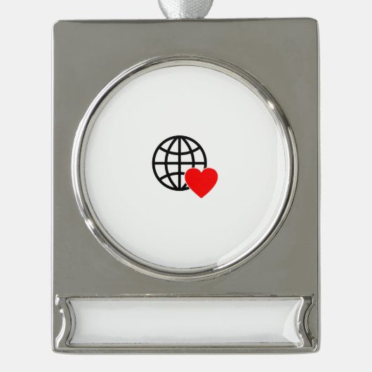 クリスマスツリーへのチャームの追加 シルバープレートバナーオーナメント (正面)