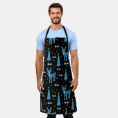 クリスマスツリーやトナカイの雪片。冬イチラシ エプロン (着用した状態)