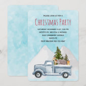 クリスマスツリーや動物を運ぶパーティー 招待状 (正面/裏面)