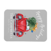 クリスマスツリーをカスタマイズ可能なレッドカー マグネット (横)