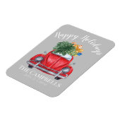 クリスマスツリーをカスタマイズ可能なレッドカー マグネット (左側)