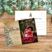 クリスマスツリーをパーチメントに新しいホームフォトムービング ポストカード