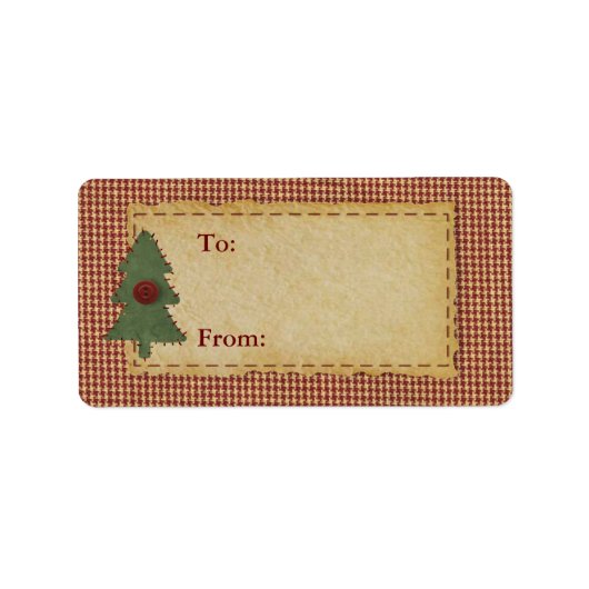 クリスマスツリーをラベルに縫い付ける ラベル (正面)