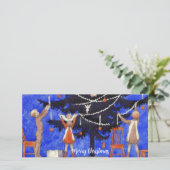 クリスマスツリーをヴィンテージスタイルで飾る シーズンカード (スタンド正面)