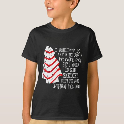 クリスマスツリーを作るのに物を少し串に刺してみたい Tシャツ (正面)