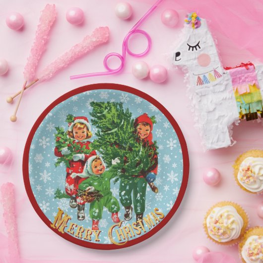 クリスマスツリーを入手する ペーパープレート (パーティー)