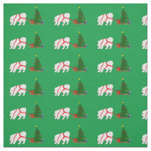 クリスマスツリーを引っ張っているSamoyedを引いて下さい