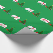 クリスマスツリーを引っ張っているSamoyedを引いて下さい ラッピングペーパー (角)