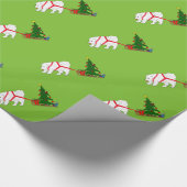 クリスマスツリーを引っ張っているSamoyedを引いて下さい ラッピングペーパー (角)