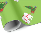 クリスマスツリーを引っ張っているSamoyedを引いて下さい ラッピングペーパー (ロールコーナー)