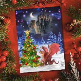 クリスマスツリーを引っ張るドラゴン シーズンカード