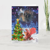 クリスマスツリーを引っ張るドラゴン シーズンカード (正面)