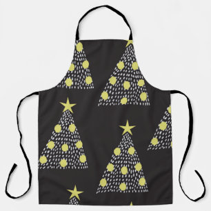 クリスマスツリーを手描きし、縫い目のないパターン エプロン