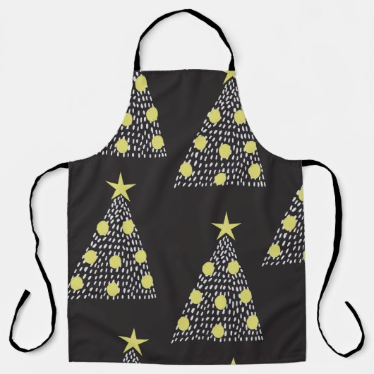 クリスマスツリーを手描きし、縫い目のないパターン エプロン (正面)