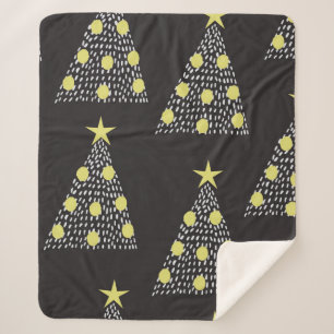 クリスマスツリーを手描きし、縫い目のないパターン シェルパブランケット