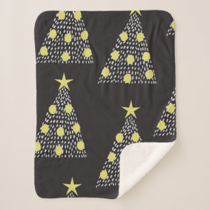 クリスマスツリーを手描きし、縫い目のないパターン シェルパブランケット