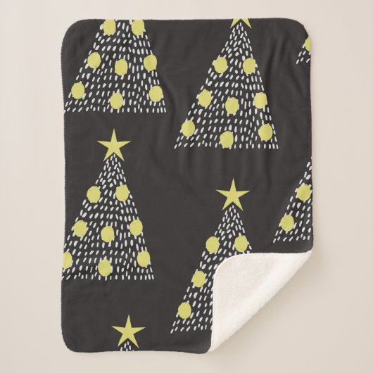 クリスマスツリーを手描きし、縫い目のないパターン シェルパブランケット (正面)