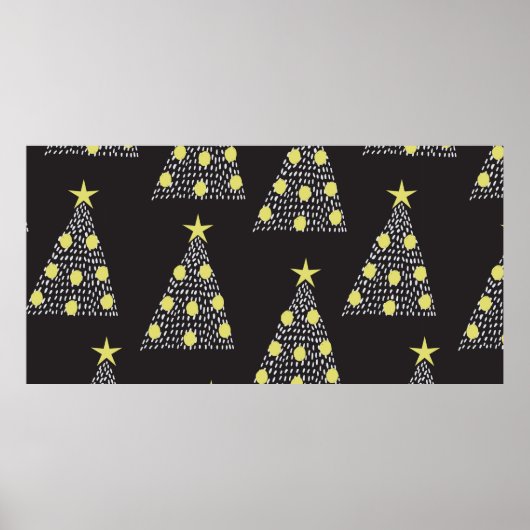 クリスマスツリーを手描きし、縫い目のないパターン ポスター (正面)