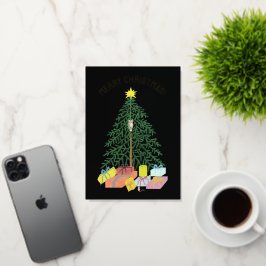 クリスマスツリーを折りたたむ 箔シーズンカード