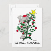 クリスマスツリーを抱き締めているコアラ シーズンポストカード (正面/裏面)
