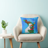 クリスマスツリーを抱き締める雪だるまの枕 クッション (椅子)