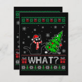 クリスマスツリーを押しおもしろいて何と黒い猫 エンクロージャーカード (正面/裏面)