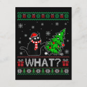 クリスマスツリーを押しおもしろいて何と黒い猫 エンクロージャーカード (裏面)