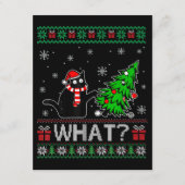 クリスマスツリーを押しおもしろいて何と黒い猫 エンクロージャーカード (正面)