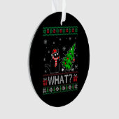 クリスマスツリーを押しおもしろいて何と黒い猫 オーナメント (正面)