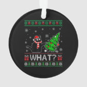 クリスマスツリーを押しおもしろいて何と黒い猫 オーナメント (裏面)
