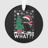 クリスマスツリーを押しおもしろいて何と黒い猫 オーナメント (正面)
