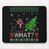クリスマスツリーを押しおもしろいて何と黒い猫 マウスパッド (正面)