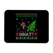 クリスマスツリーを押しおもしろいて何と黒い猫 マグネット (横)