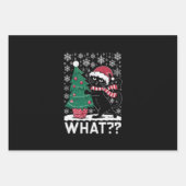 クリスマスツリーを押しおもしろいて何と黒い猫 ラッピングペーパーシート (正面)