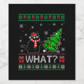 クリスマスツリーを押しおもしろいて何と黒い猫 ワインラベル (シングルラベル)